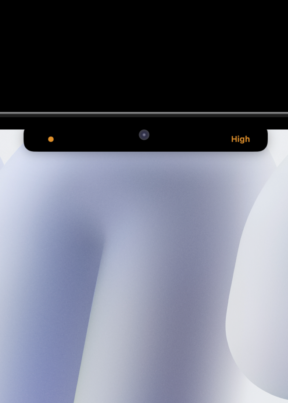 Slit's menu bar pill on a MacBook notch showing memory pressure as High
